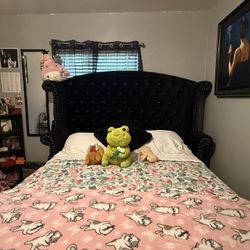 queen bed with frame and mattress