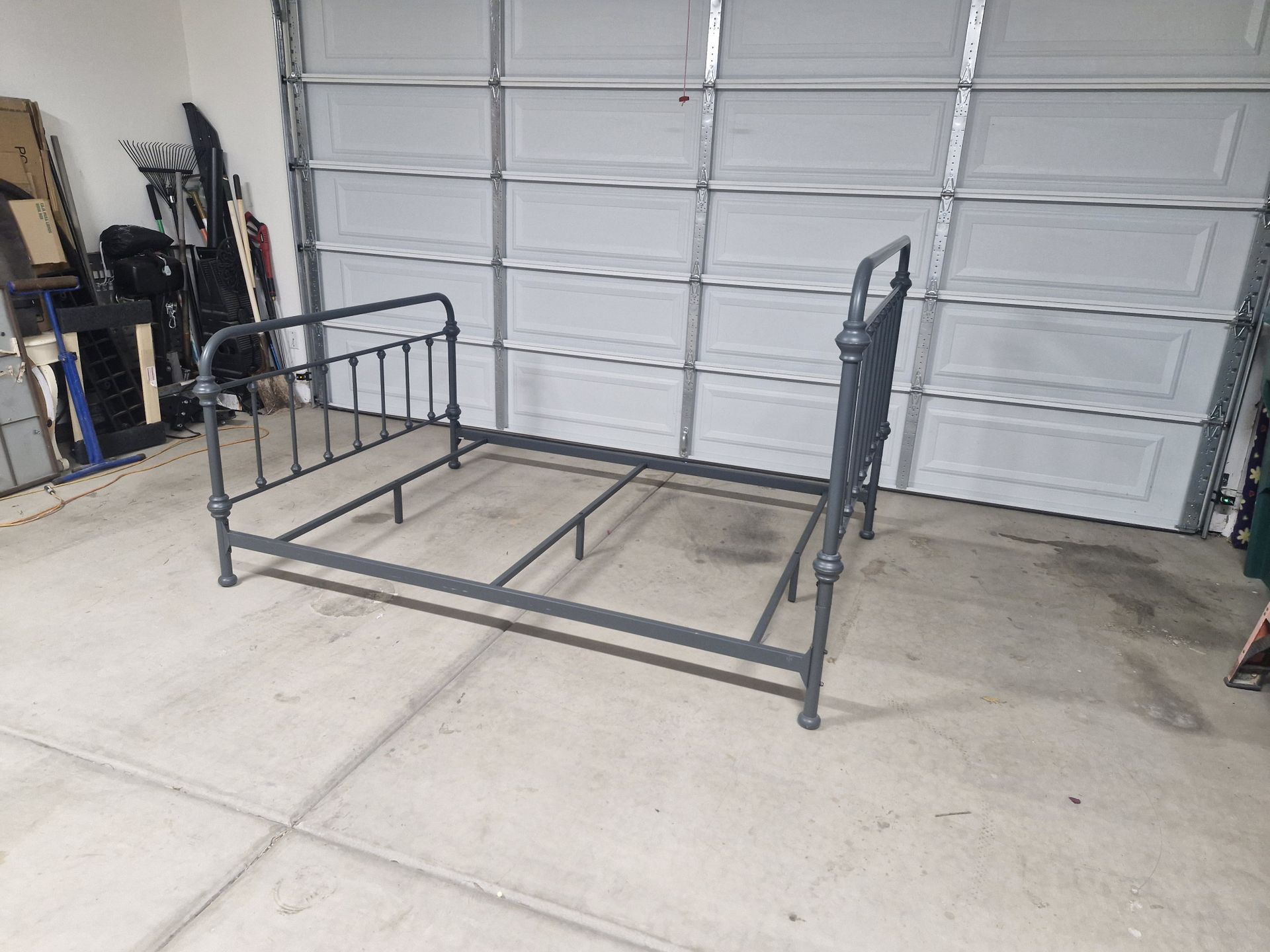 Queen bed frame metal with headboard and footboard