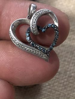 Sterling silver/ sapphire heart pendant
