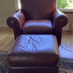 Burgundy Leather Chair & Ottoman