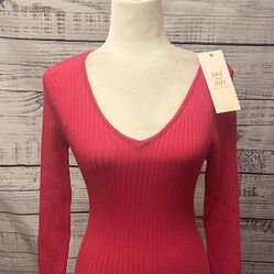 NWT Love Tree pink Ribbed Bodysuit size medium 