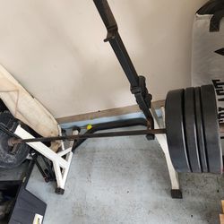 Olympic Plate Weight Set And Bench/Squat Rack w/ Bench 