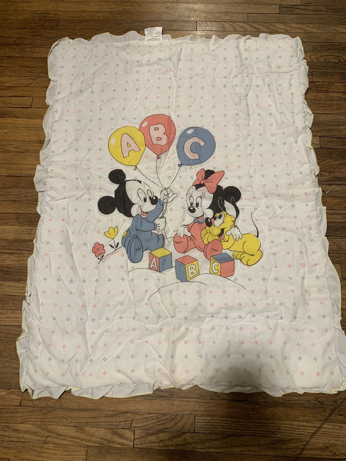 Vintage Disney Baby Blanket Dundee Minnie Mickey Mouse Pluto 1984