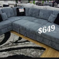Beautiful Dark Gray Sectional Sofa Set 