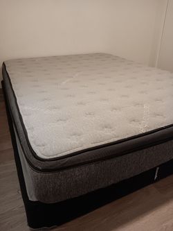 QUEEN SIZE MATTRESS AND BOX SPRING.