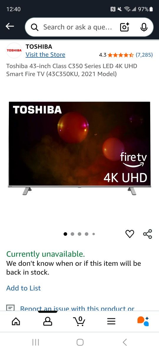Toshiba 43-inch LED 4K UHD Smart Fire TV