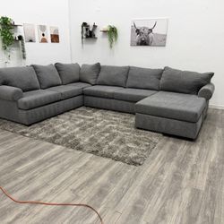 Living Spaces Grey Sectional Couch - Free Delivery 