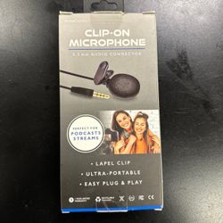 Prime Connect Clip On Microphone. 3.5mm Audio Connector. Lapel clip.easy P. Play