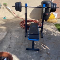 Weight Bench With Bar And 100 Lbs Of Weights