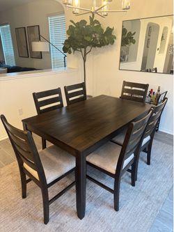 Wood Dining Table + 6 Chairs