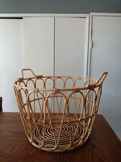 Large Rattan Storage Basket with Handles