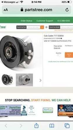 PTO mower clutch for international cubcadet 3385A