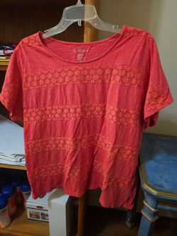 By Chico's Coral Red Size 3 S/S Crewneck Top Vintage
