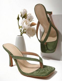 Classic Minimalist Striped Thong Women High Heel Sandals