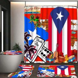 Puerto Rican Flag Shower Curtain Set