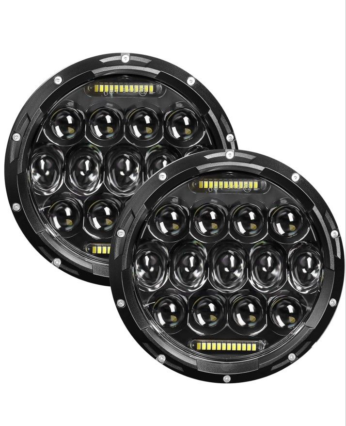 7 Inch Led Headlight Round H6024 Led Headlight DOT Approved Hi/Lo Beam DRL Black Headlights Compatible With Jeep Wrangler JK JKU TJ LJ CJ Compatible W