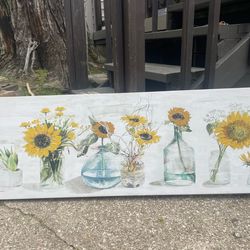 Beautiful sunflower canvas portrait