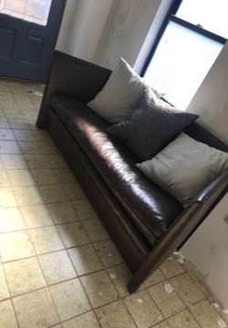Brown leather couch