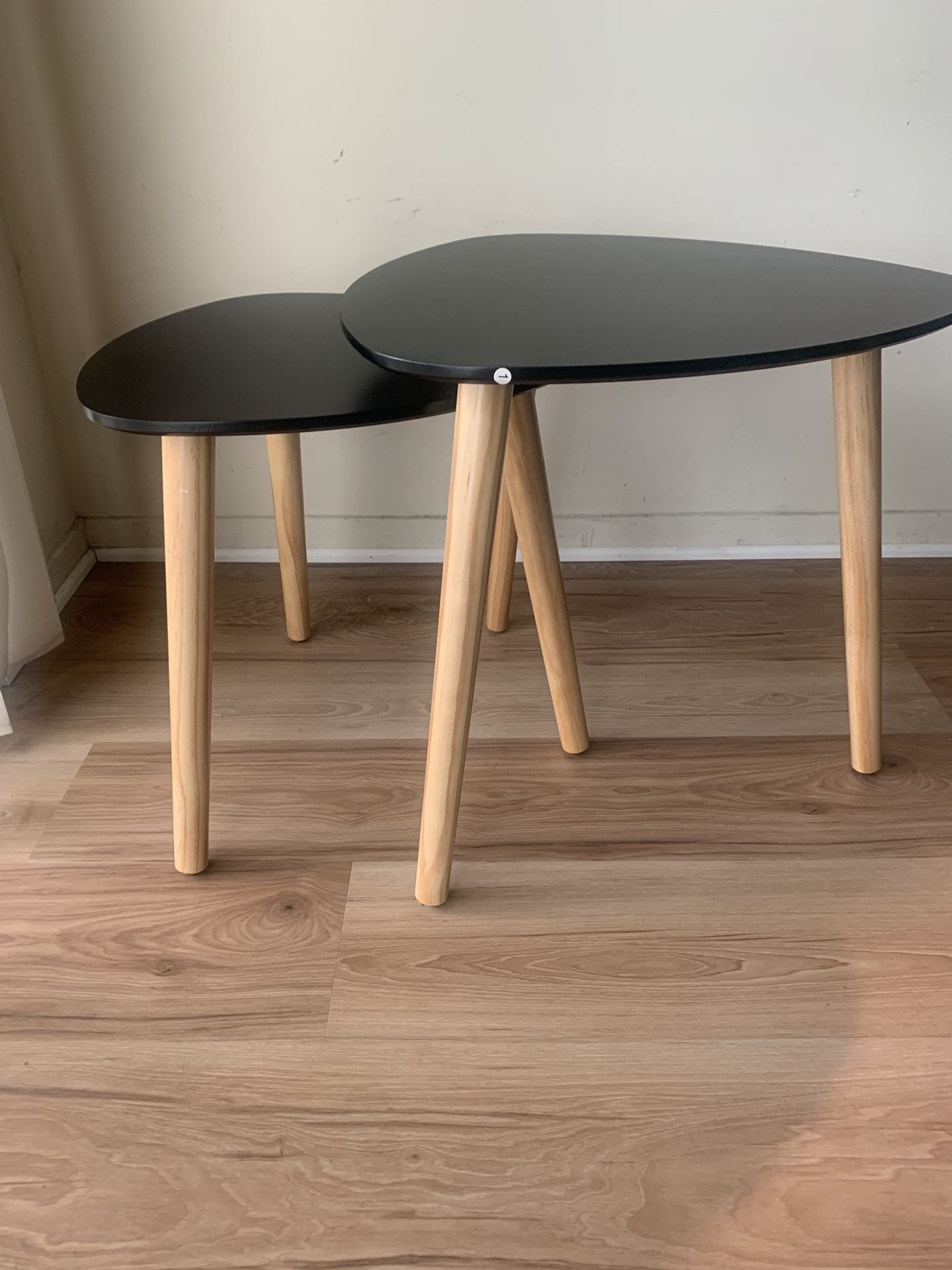 Set of 2 – Nested Triangle Side/End Tables with Wooden Legs