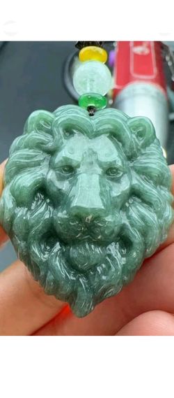 Exquisite Jade Jadeite Lion Pendant. All Natural. Comes With Certificate