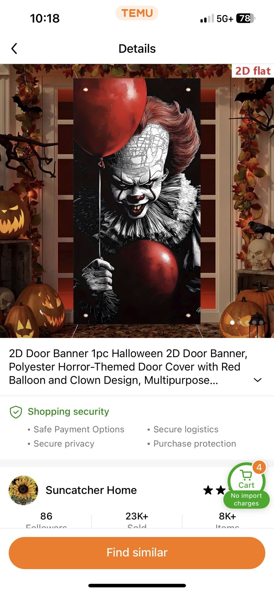 Pennywise Door Decor Cloth! New