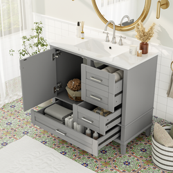 Homy Casa Bathroom Vanity with Solid Pine Frame and Storage Drawers