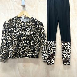 SMILE- Leopard Print Shirt and Leggings Set