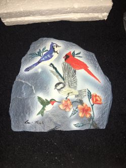 Hummingbird Art, Painted on Slate.