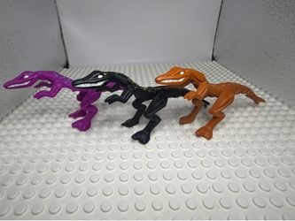 Lot Of 3 Lego Dinosaur Mutant Lizard Raptor / Purple Black Dark Orange