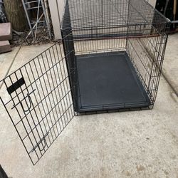 (D) Pet crate Dog Kennel Precision Foldable metal crate with tray D-  28 W x 42 D x 31 H 