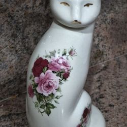 Formalities Porcelain Baun Bros Cat Figurine  Roses Gold Trim