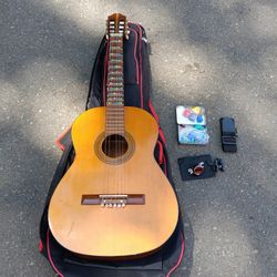 Beginners Guitar And Accessories Including Tuner And Case