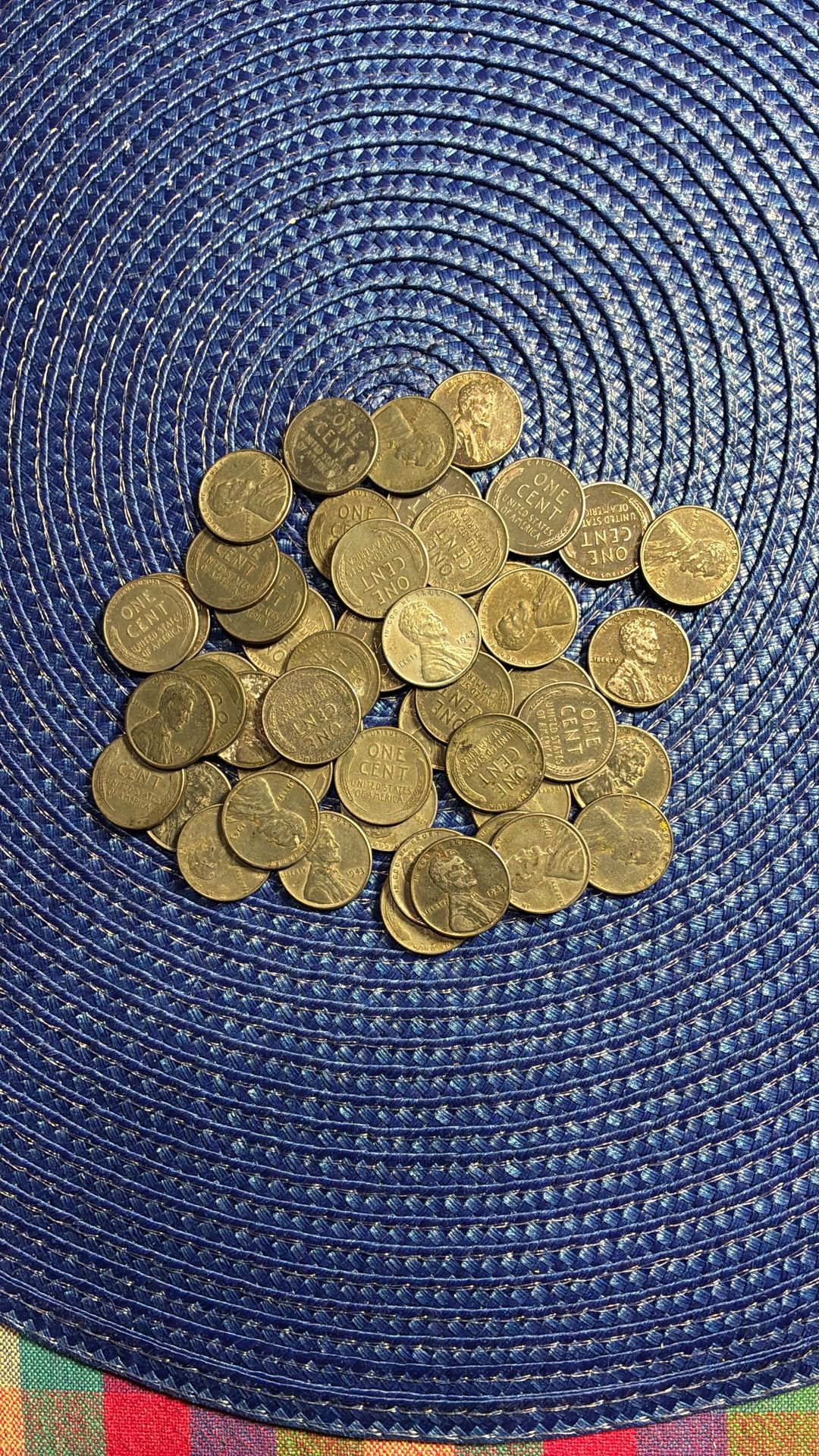 ONE ROLL 50 Coins. 1943 STEEL PENNIES 