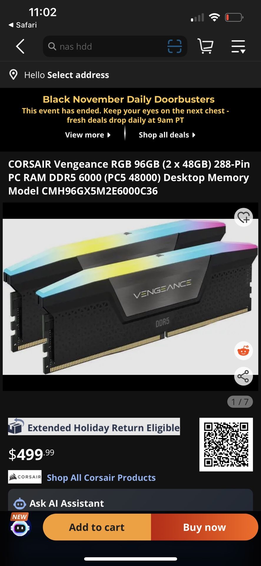 96Gb Corsair RGB 6000mts 