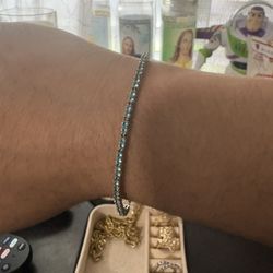 Blue Tourmaline Silver Tennis Bracelet