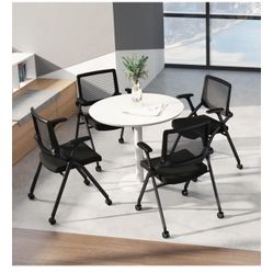 Foldable Office Chair Set of 2 with PU Wheels Ergonomic Mesh Bouncing Back