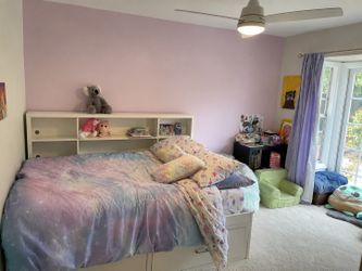 Kids/Teen bedframe with large drawers and attached shelving