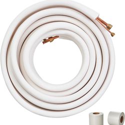 VEVOR 50FT Mini Split Line Set, 1/4" & 1/2" O.D Copper Pipes Tubing and Triple-Layer Insulation, for Mini Split Air Conditioning Refrigerant or Heatin