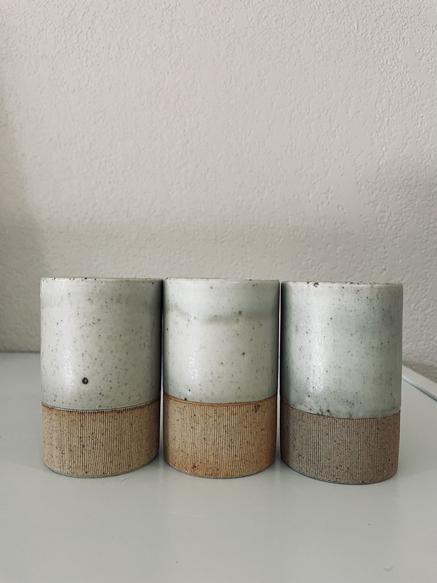 3 ceramic small cups/ vases