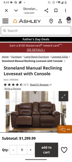 Stoneland Manual Reclining Loveseat with console From Ashley's New