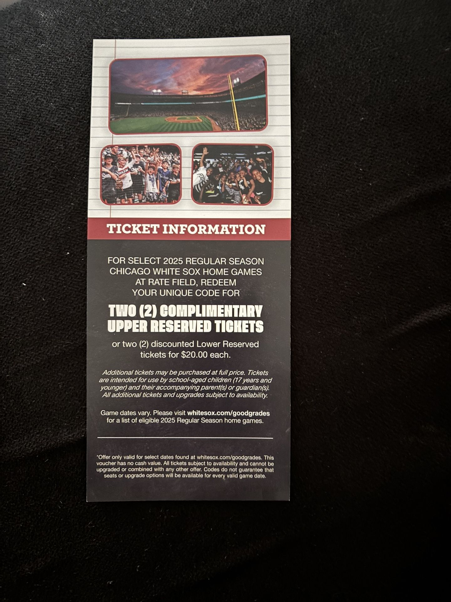 2 Tickets To A White Sox Game