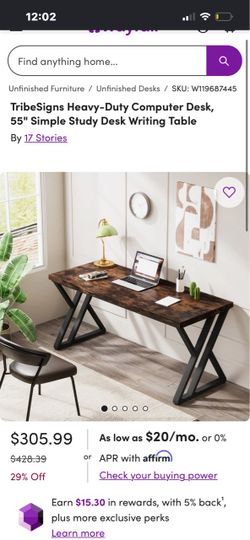 TribeSigns Heavy-Duty Computer Desk, 55" Simple Study Desk Writing Table