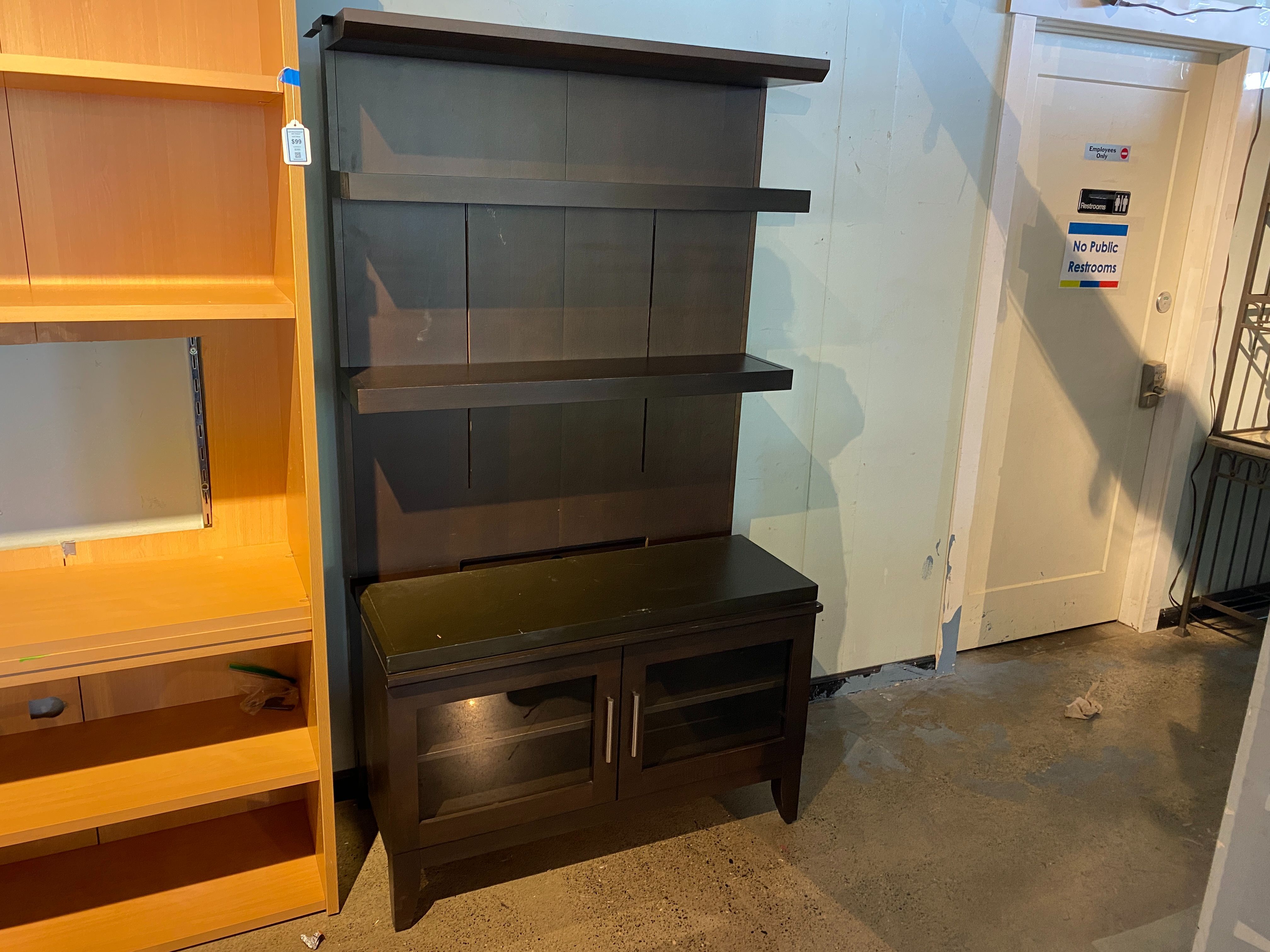 Dark Wood Display Cabinet with Shelves