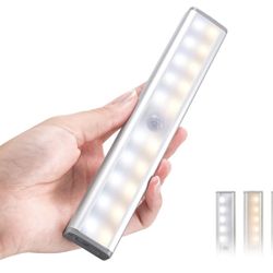 2 Pcs Motion Sensor Light Indoor, 20 LED Motion Sensor Closet Lights Battery Operated 2 Pcs Magnetic Under Cabinet Light Strip Wireless Stick Up