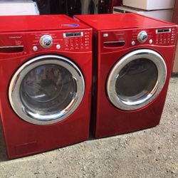 LG RED SET GAS DRYER AND WASHER 
