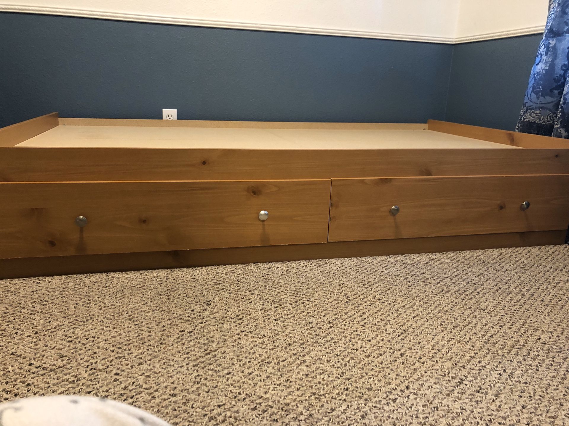 Twin bed frame with drawers and dresser
