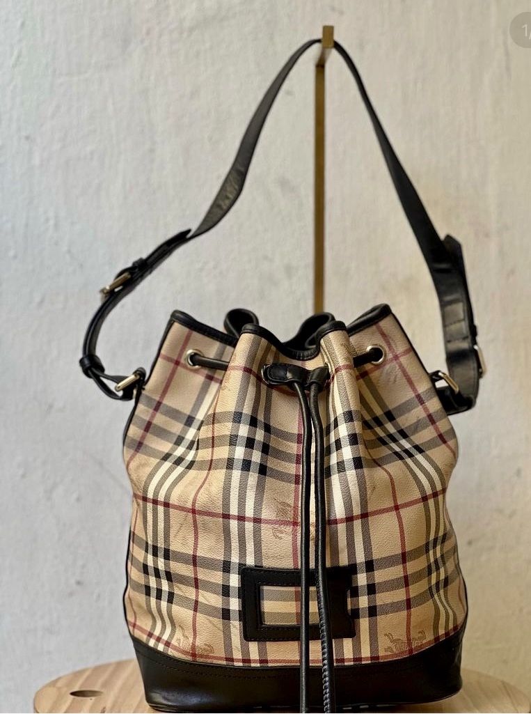 Pre Owned Authentic Very Rare Vintage Burberry Bucket Shoulder Bag