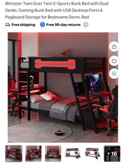 Bunk bed W/ gaming desk attached