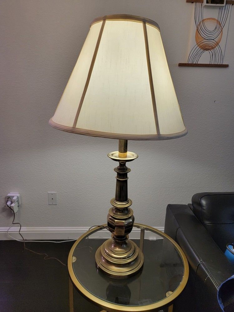 Stiffel Vintage Brass Trophy Lamp With Silk ShadeI
