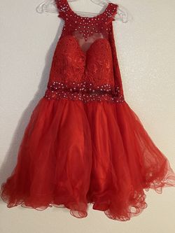 Red Floral Detailed Dress